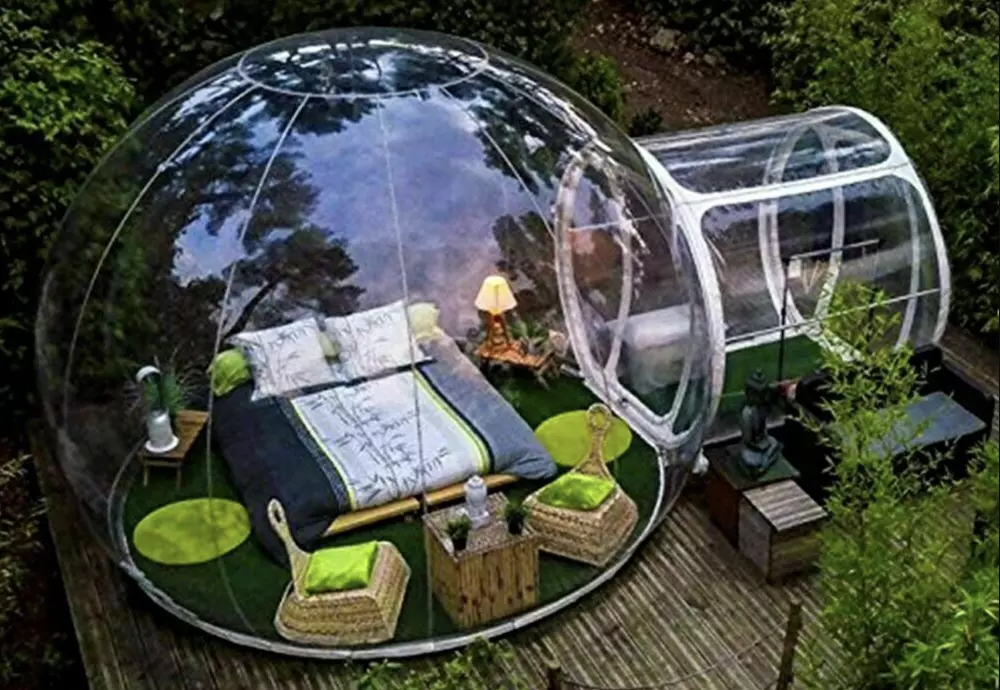 pvc transparent bubble tent with led lighting